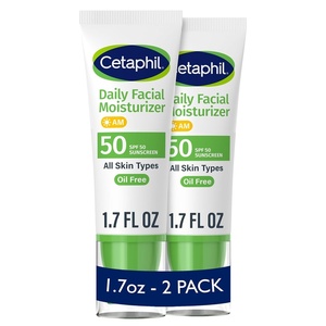 Cetaphil Daily Facial Moisturizer SPF 50, Fragrance-Free, 1.7oz, 2ct